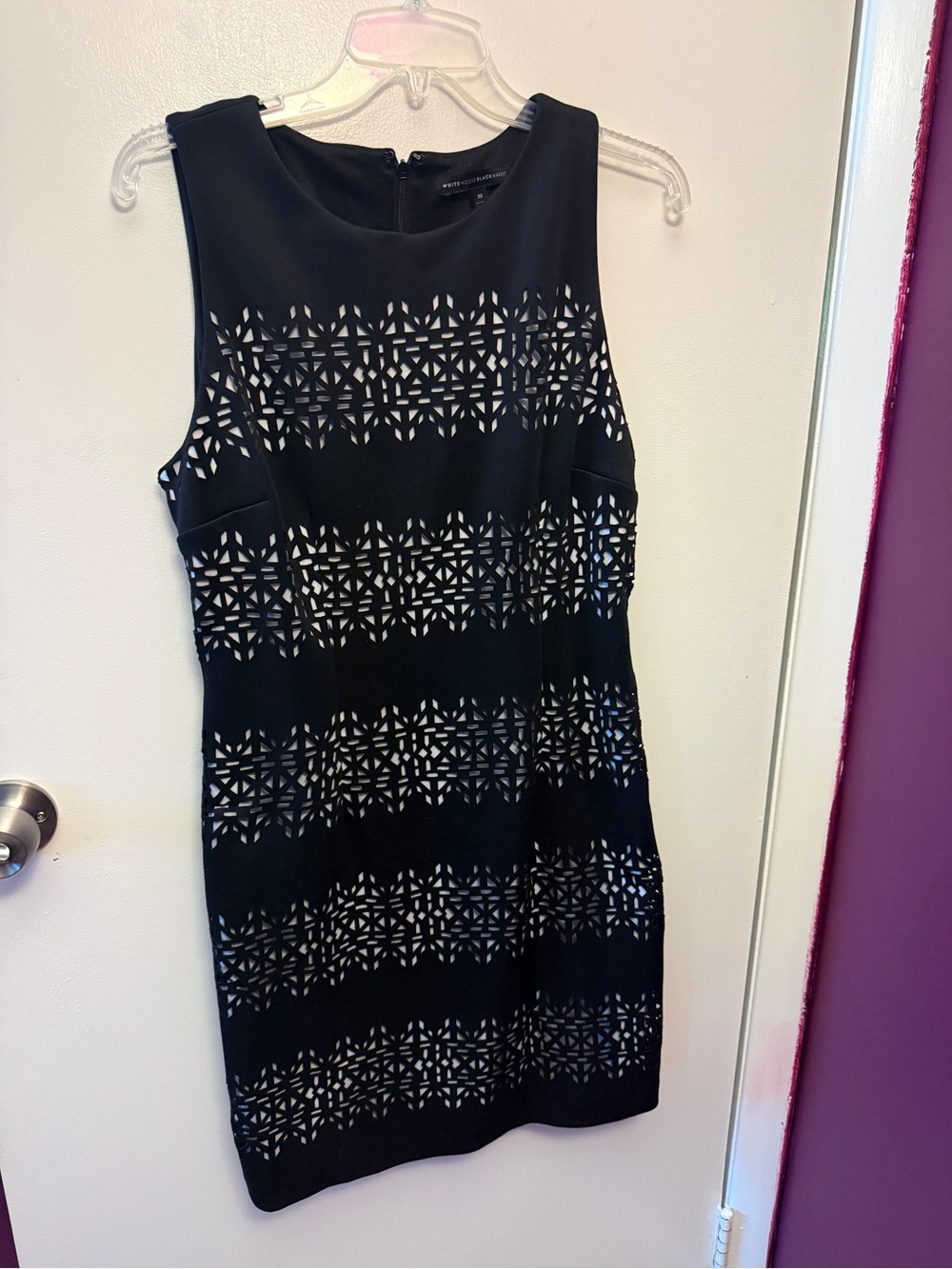 White House Black Market Black Laser-Cut Sheath Dress